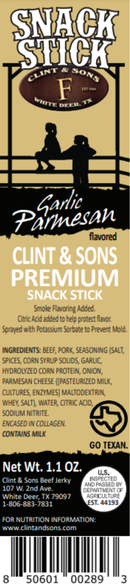 30- 1.1oz Garlic Parmesan Snack Sticks